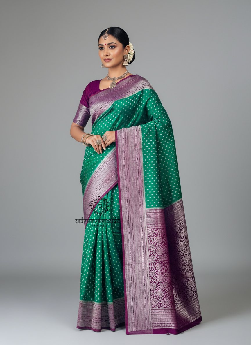 Banarasi Crepe Saree with Zari Borders