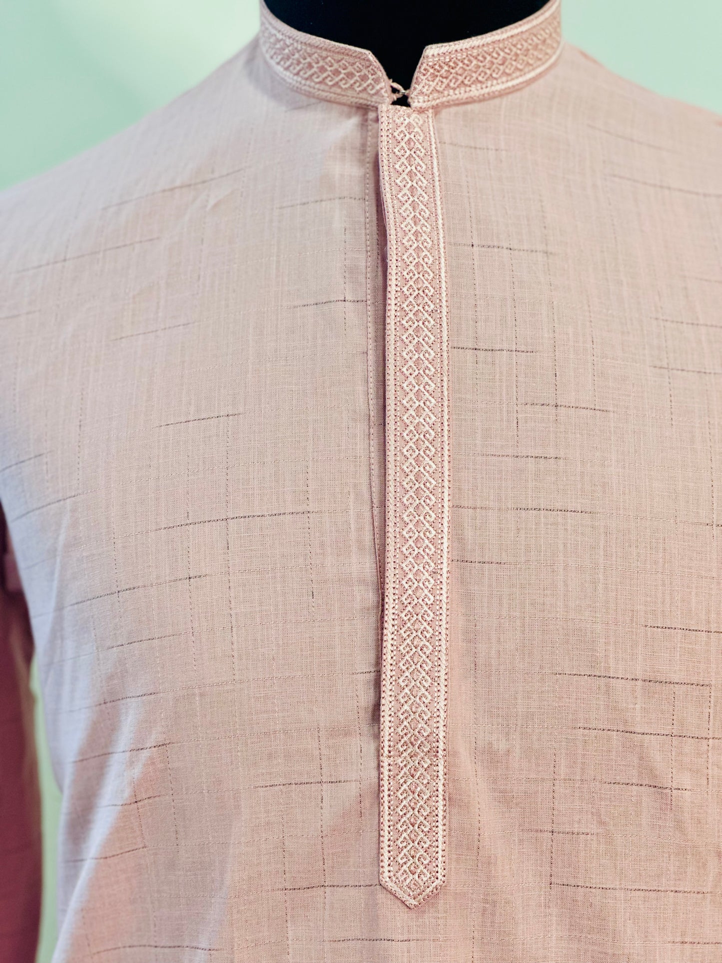 Cotton Mens Long Kurta- Mauve Pink
