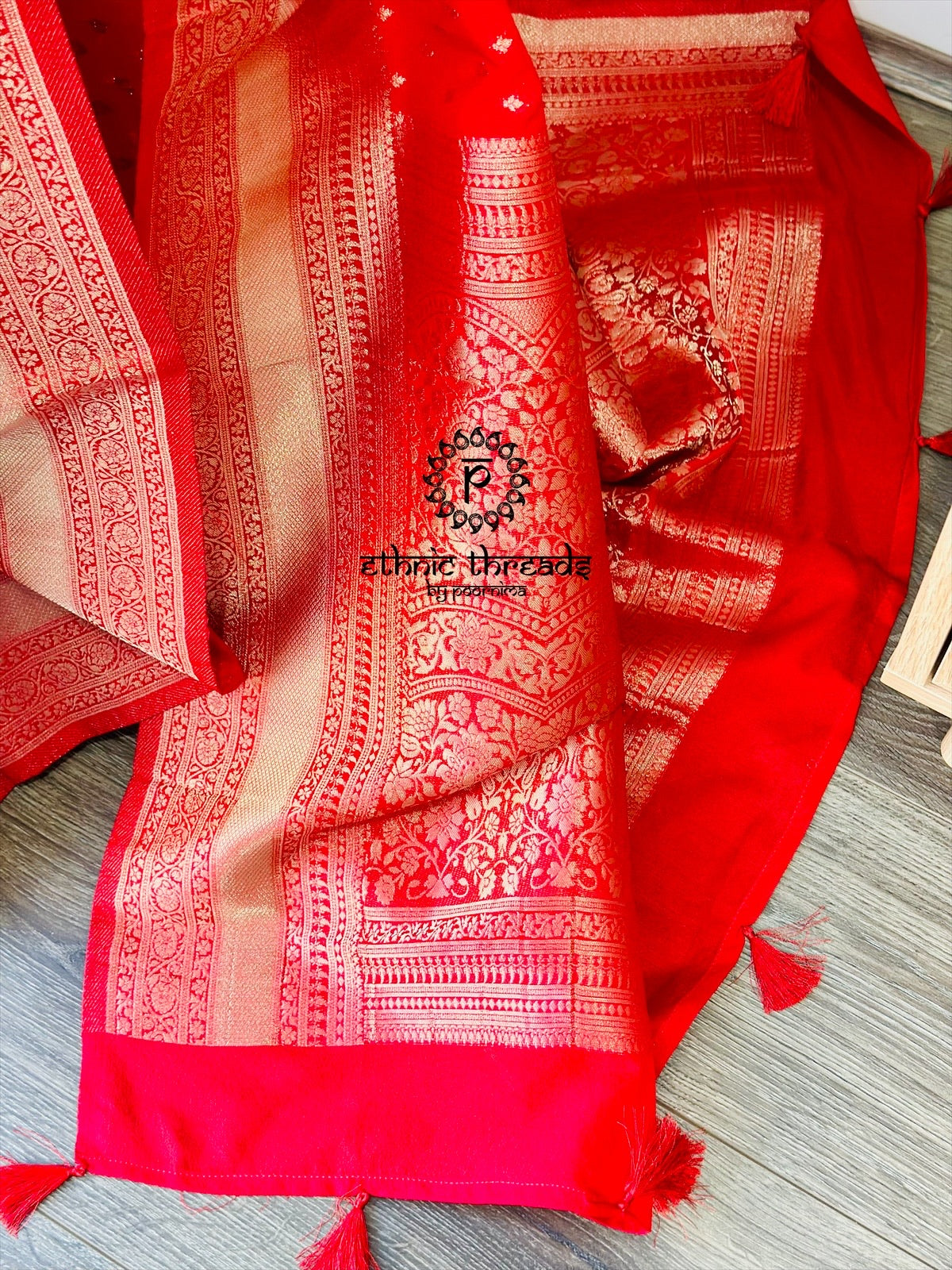 Georgette Banarsi Sarees with Zari Border