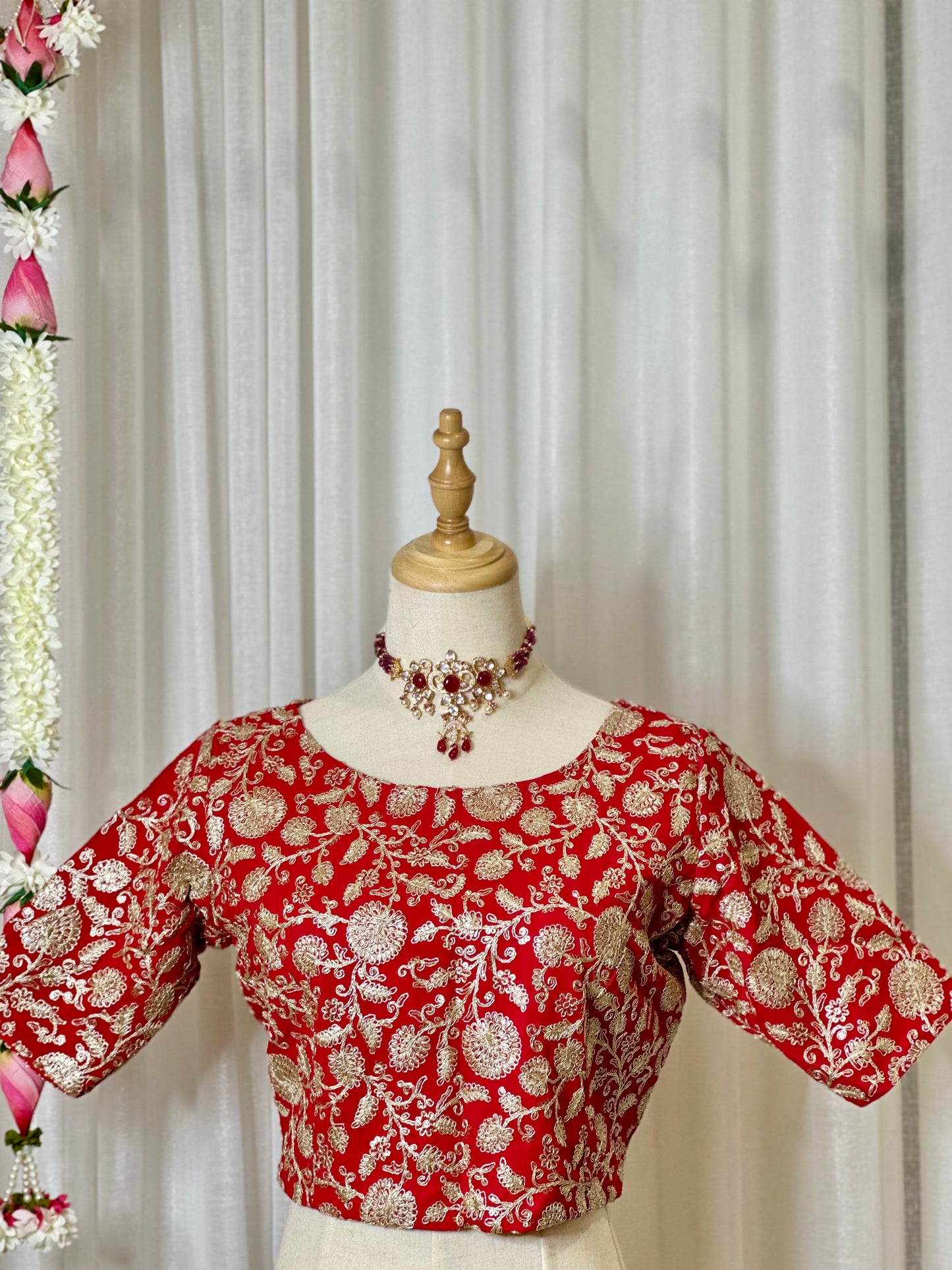 Zari Work Blouses - Red