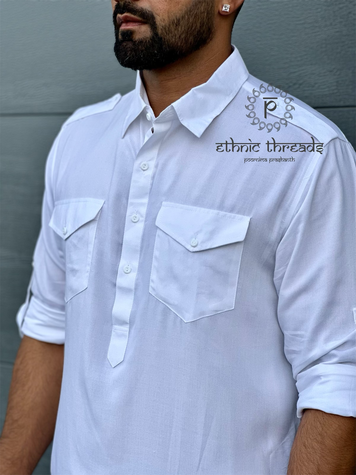 White Pattani Suit Mens with Salwar set