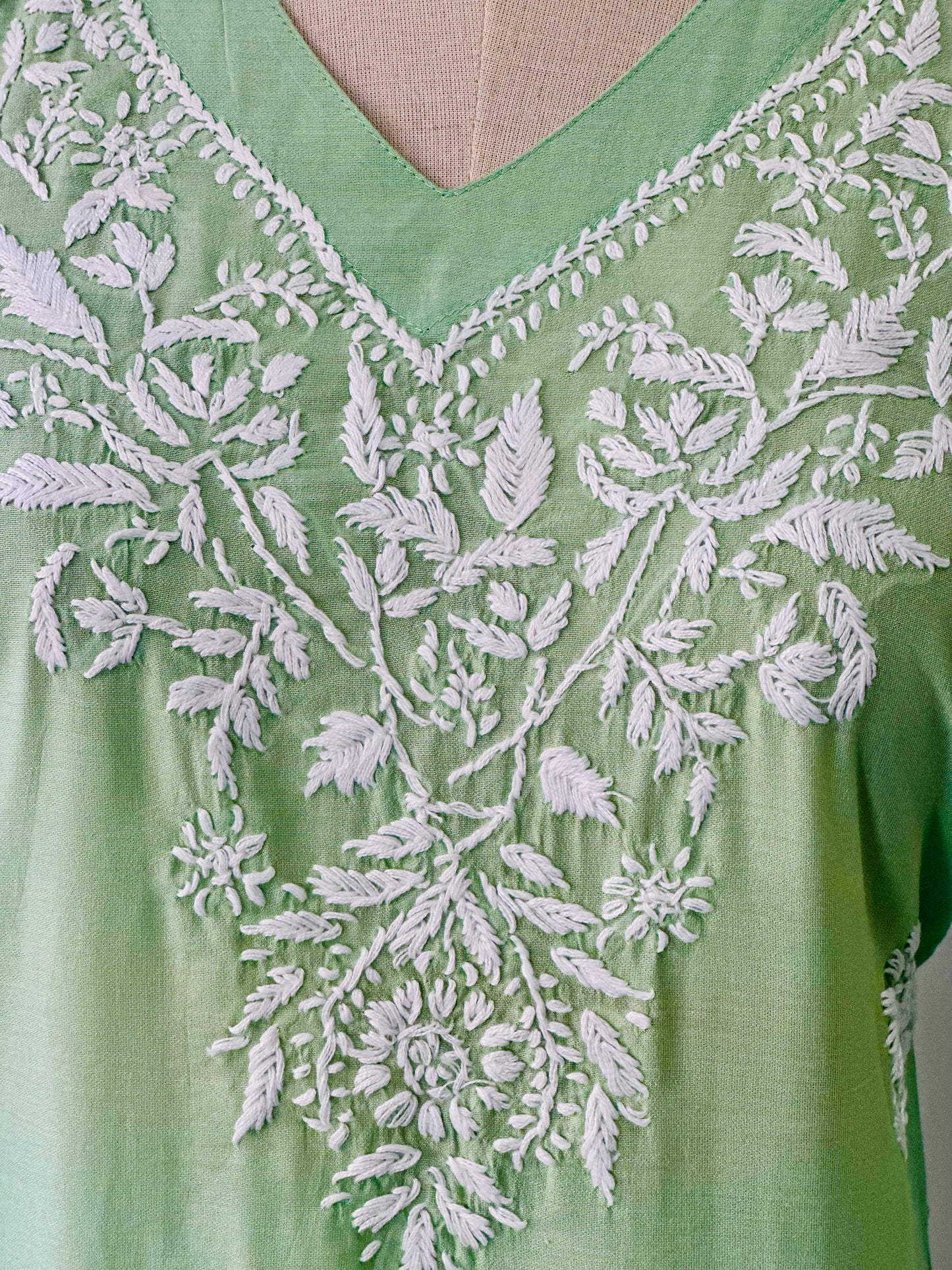 Chikankari Long Kurta In Silk - Pastel Green