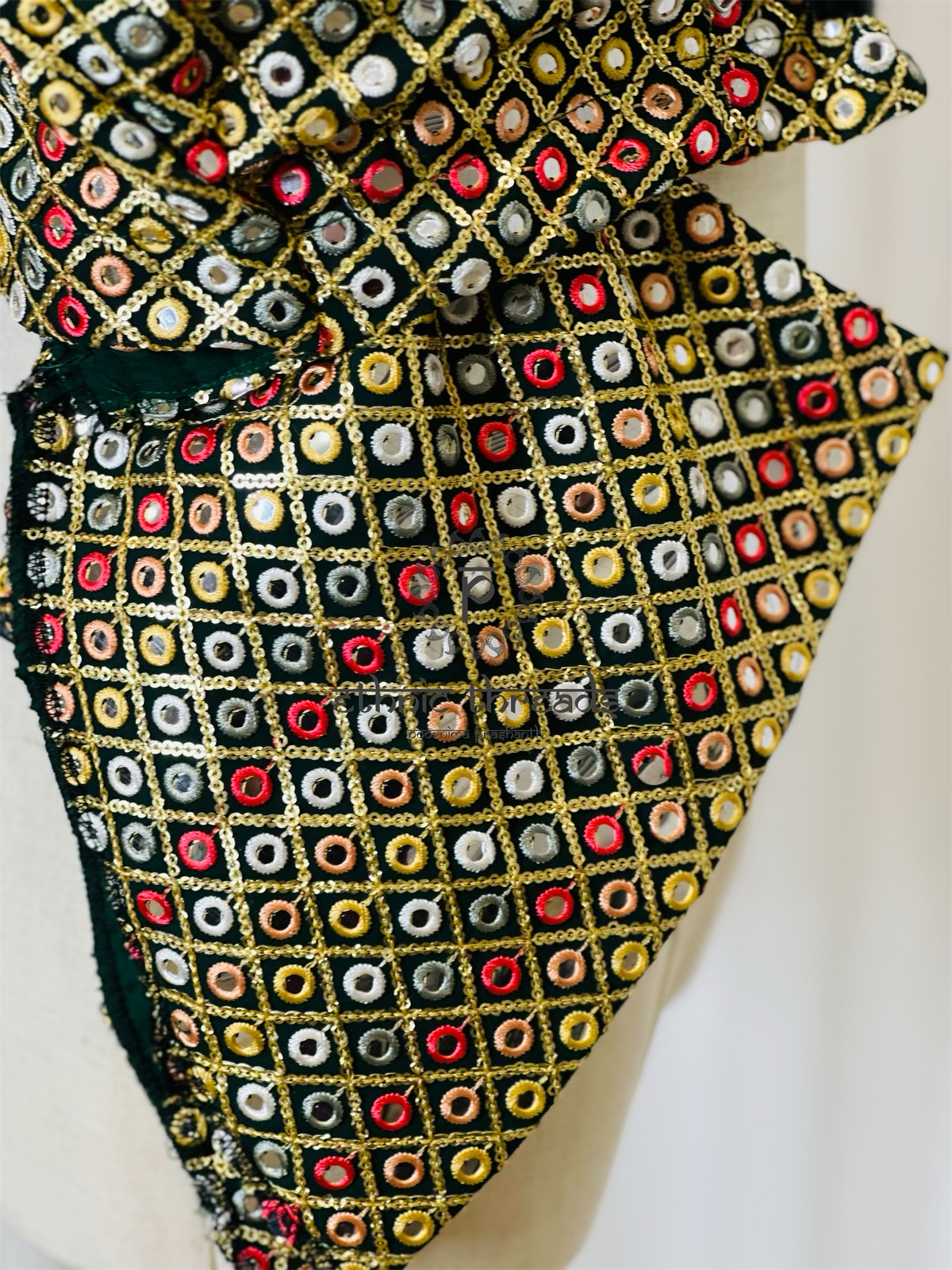 Mirror Work Blouses -Bottle Green