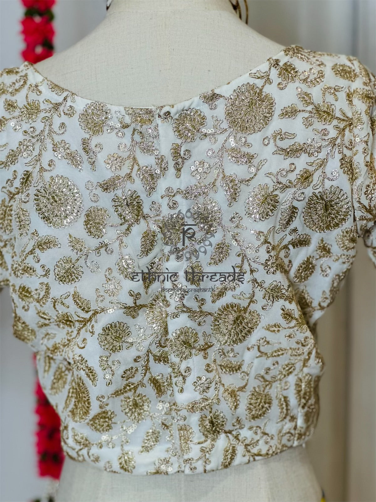 Zari Work Blouses - White