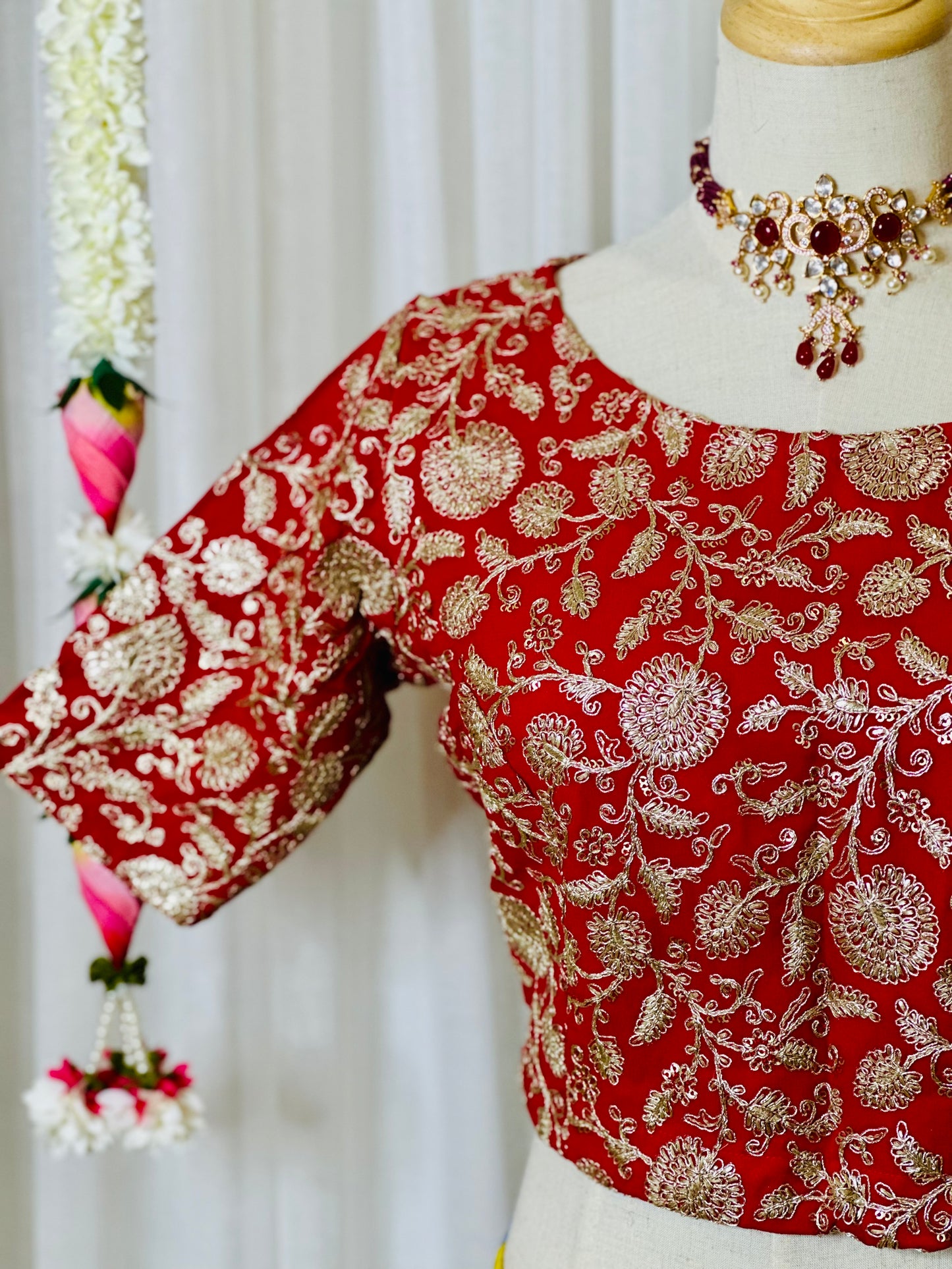 Zari Work Blouses - Red