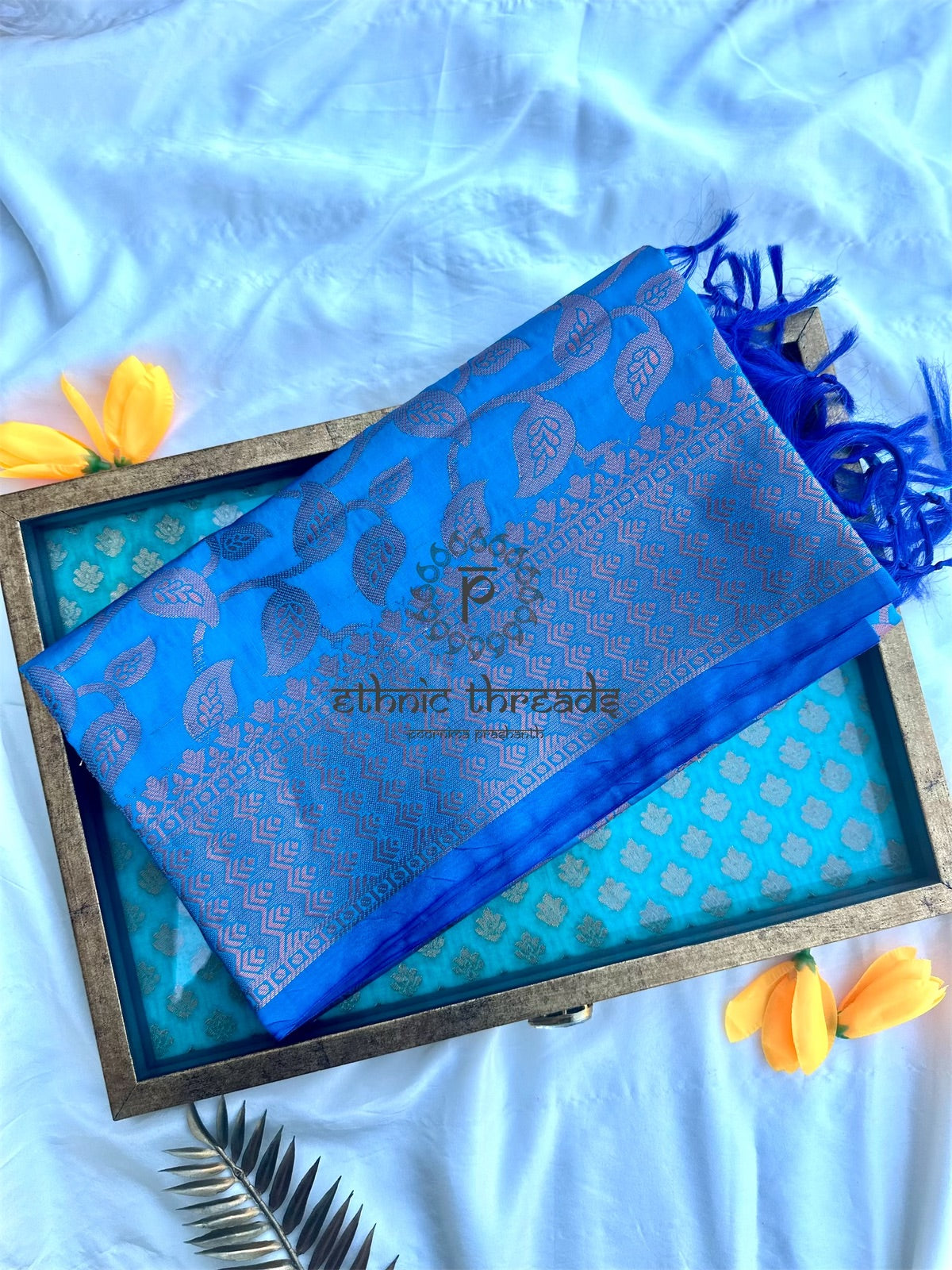 Semi Banarasi Dupatta - Teal Blue