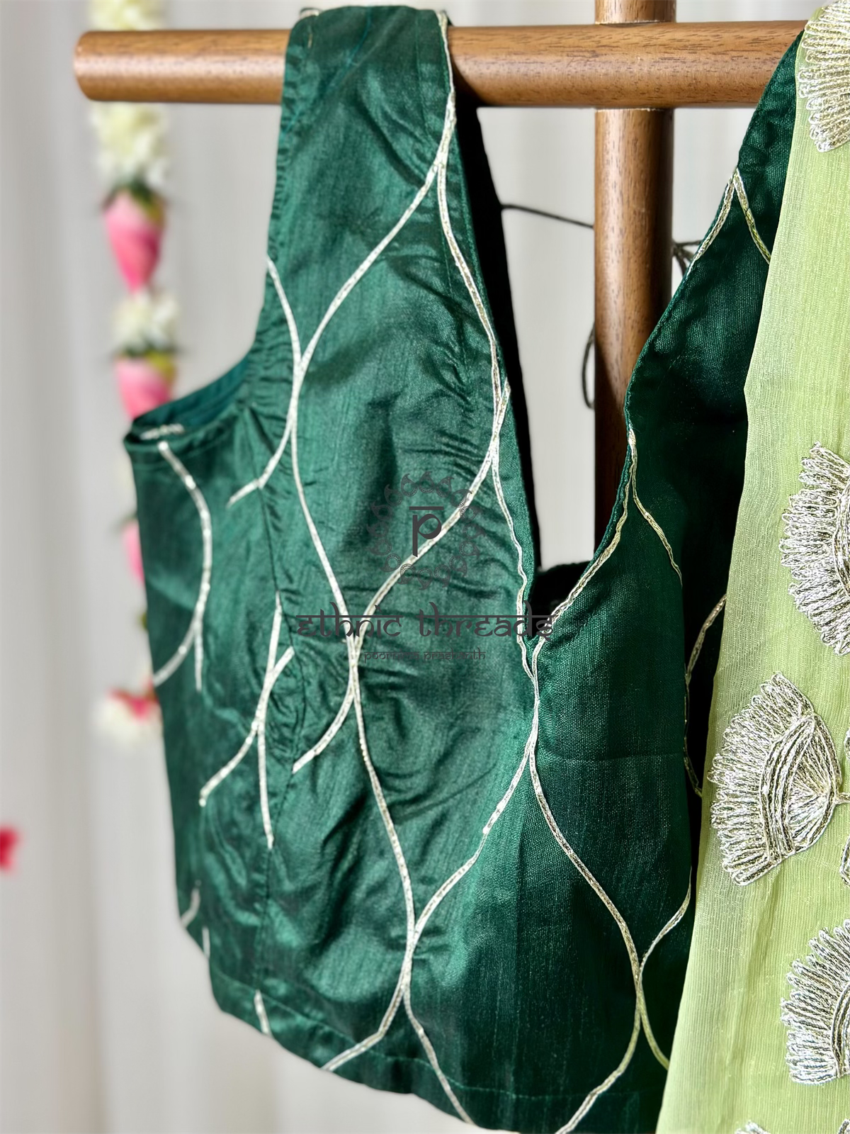 Pastel Green Embroidered Saree And Blouse