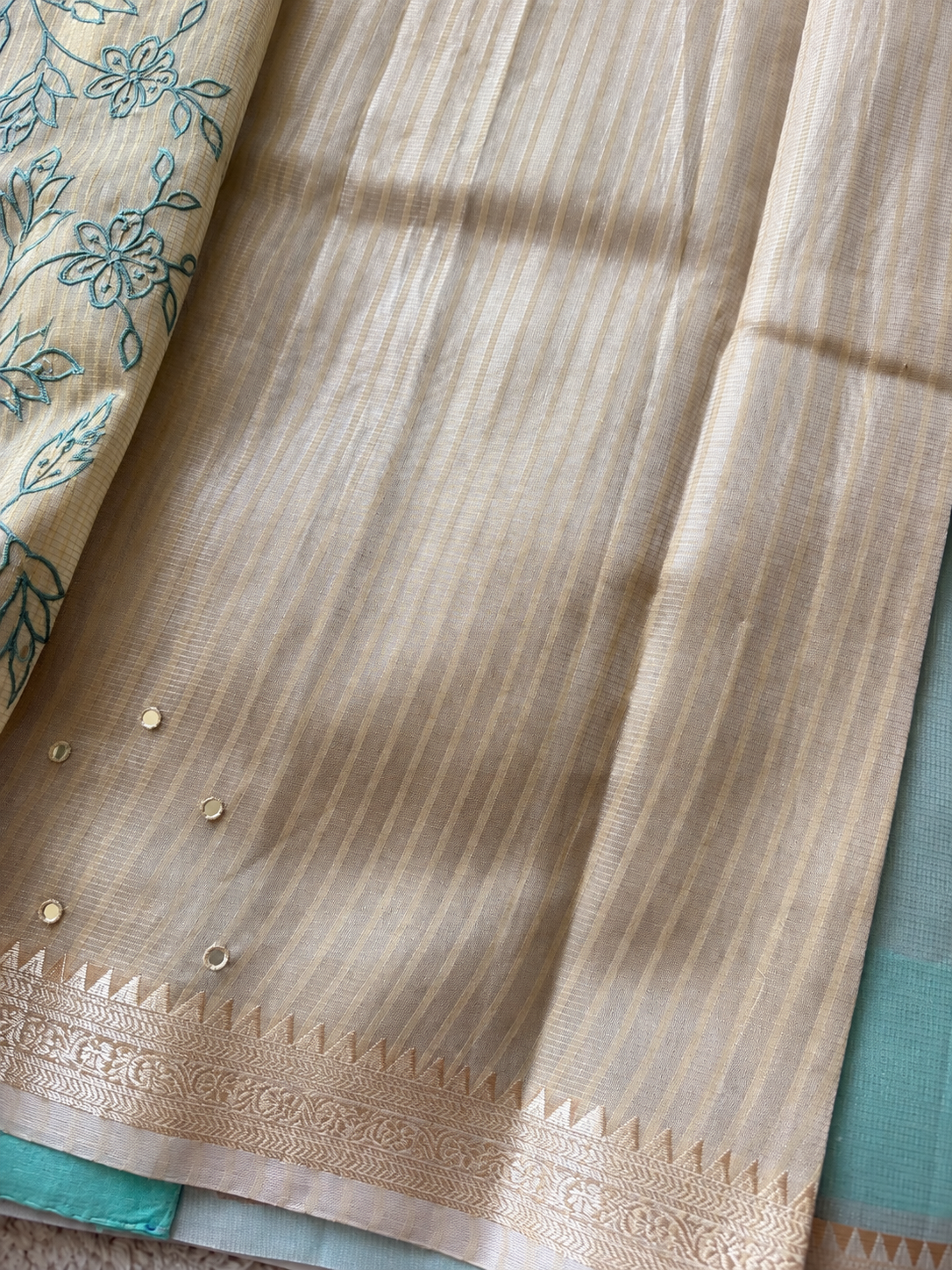 Soft Tissue Saree with Mirror Work