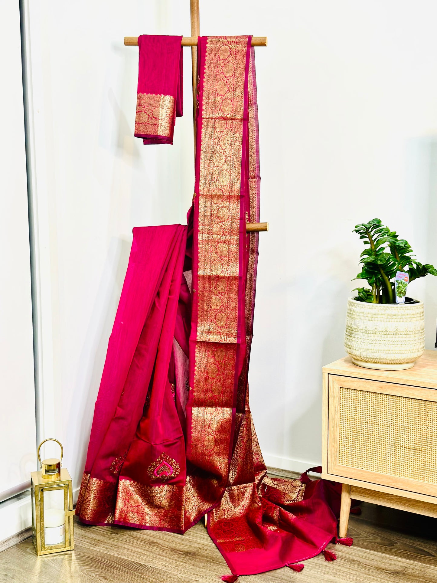 Silk Cotton Saree with Zari Border