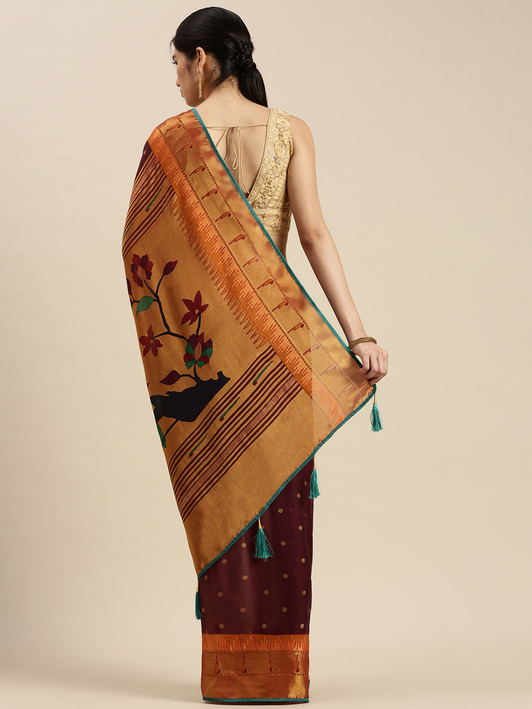 Paithani Silk Cotton Saree with Woven Zari Border