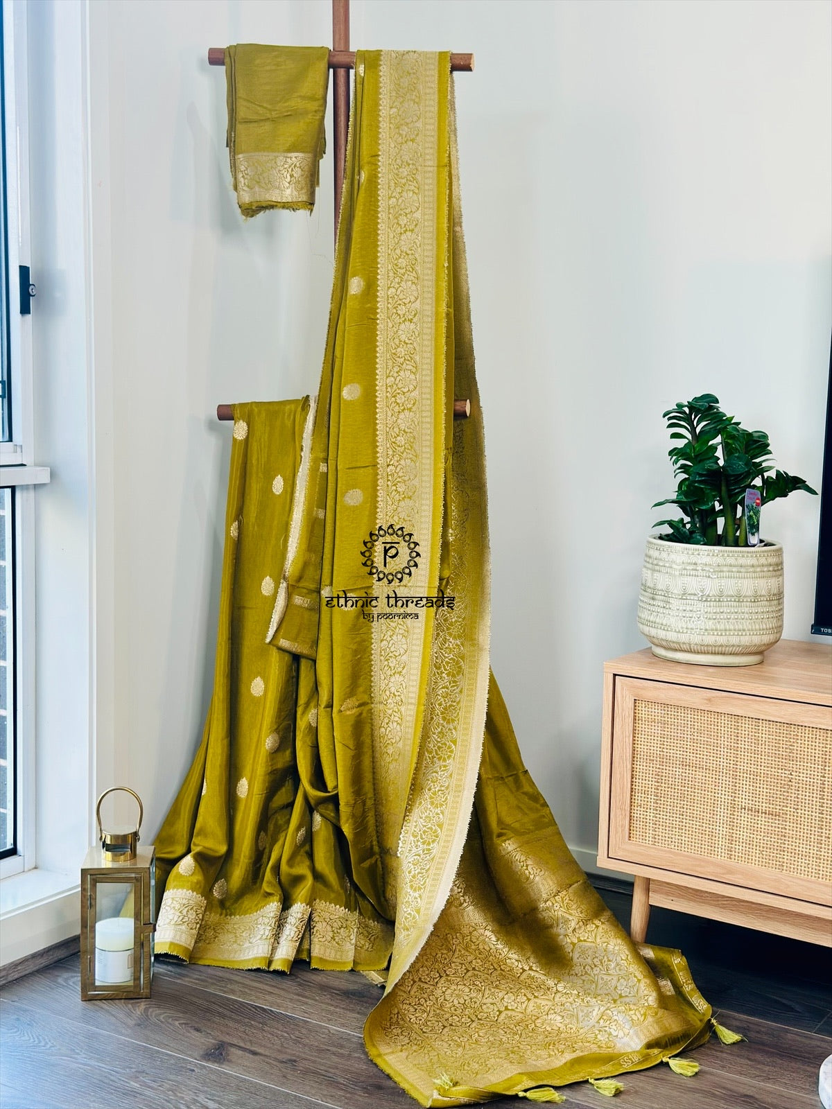Banarasi Semi Silk Sarees with Antique Zari Border