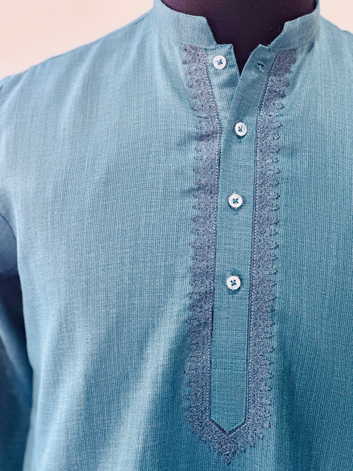 Cotton Mens Long Kurta- Teal