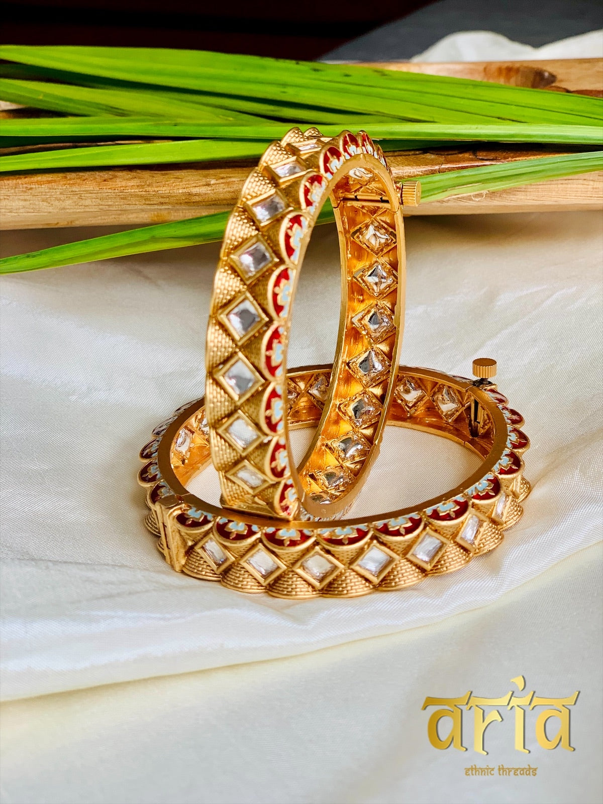 Antique Meenakari Kada Bangles with Kundan Stones