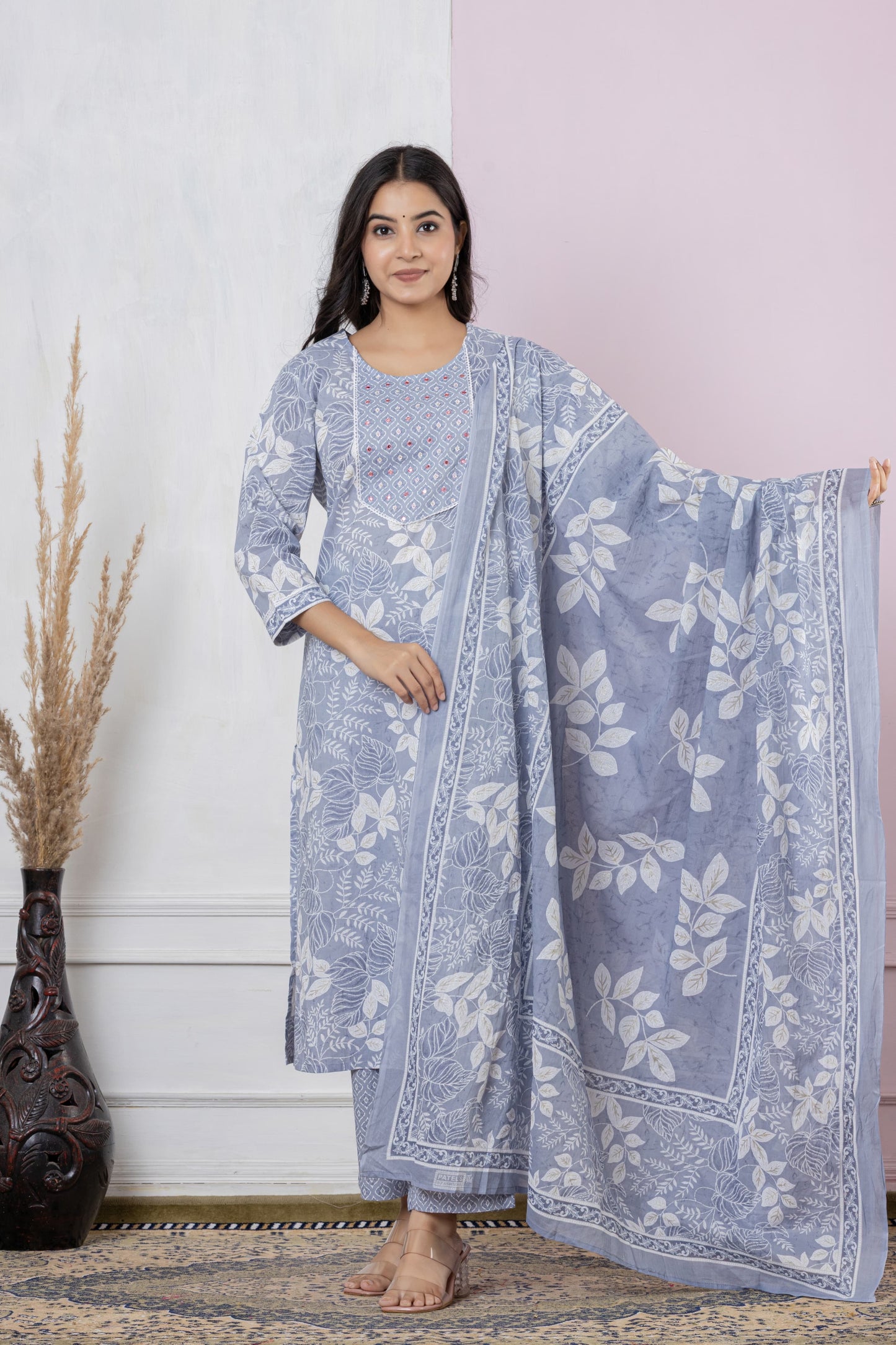 Grey Block Printed Salwar Set