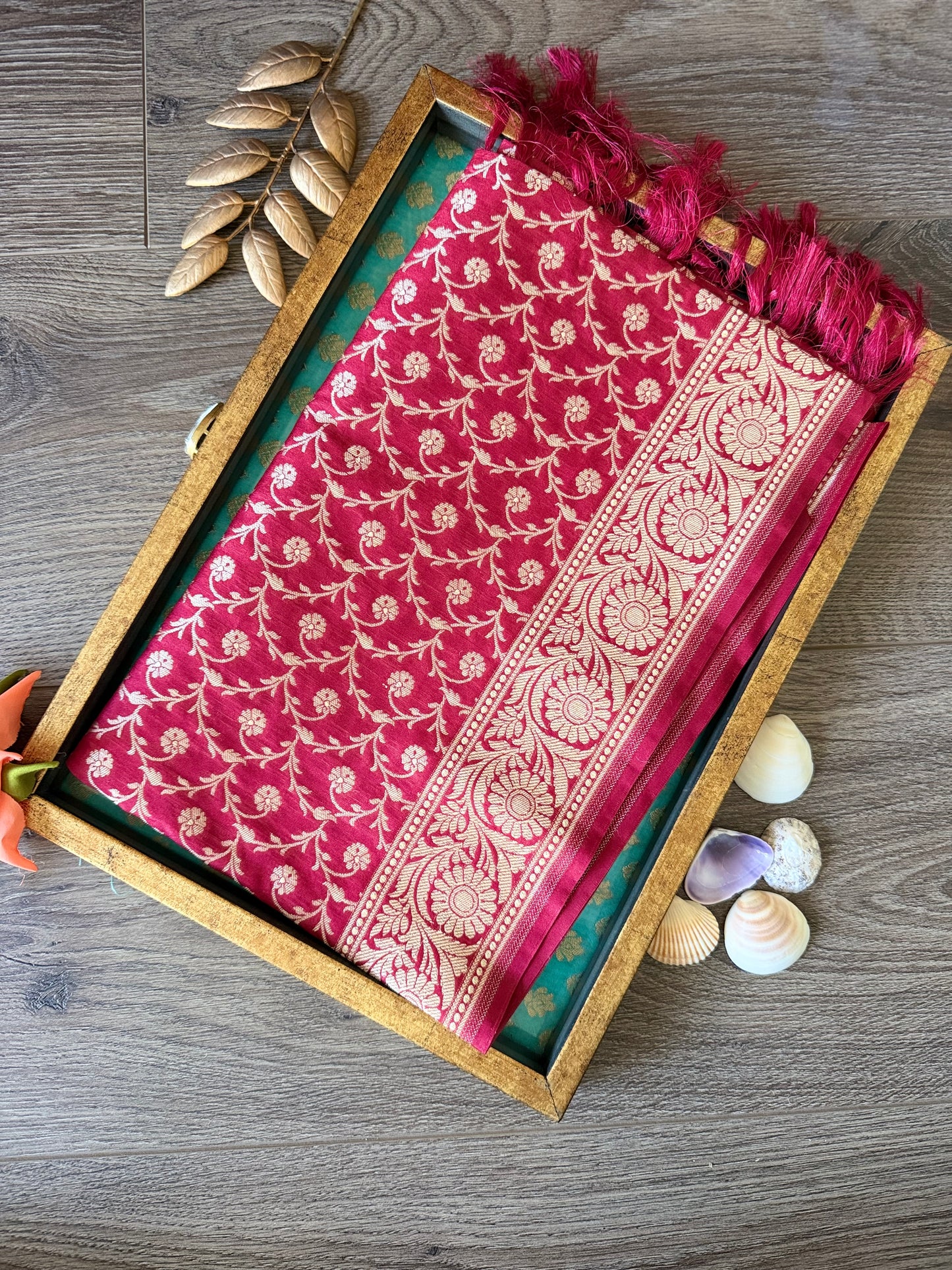 Semi Banarasi Dupatta - Maroon