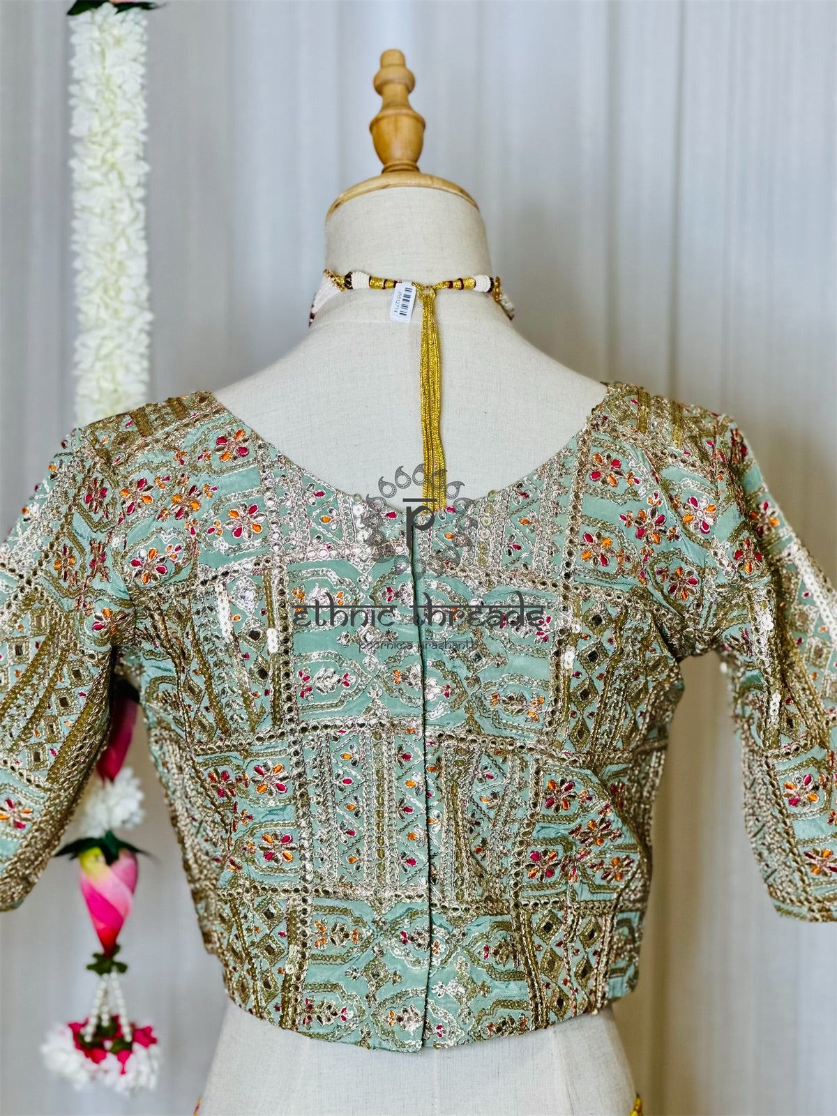 Zari Work Blouses - Pastel Green