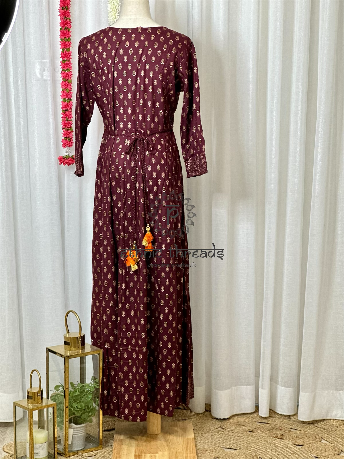 Maroon Cotton Anarkali Style Kurti