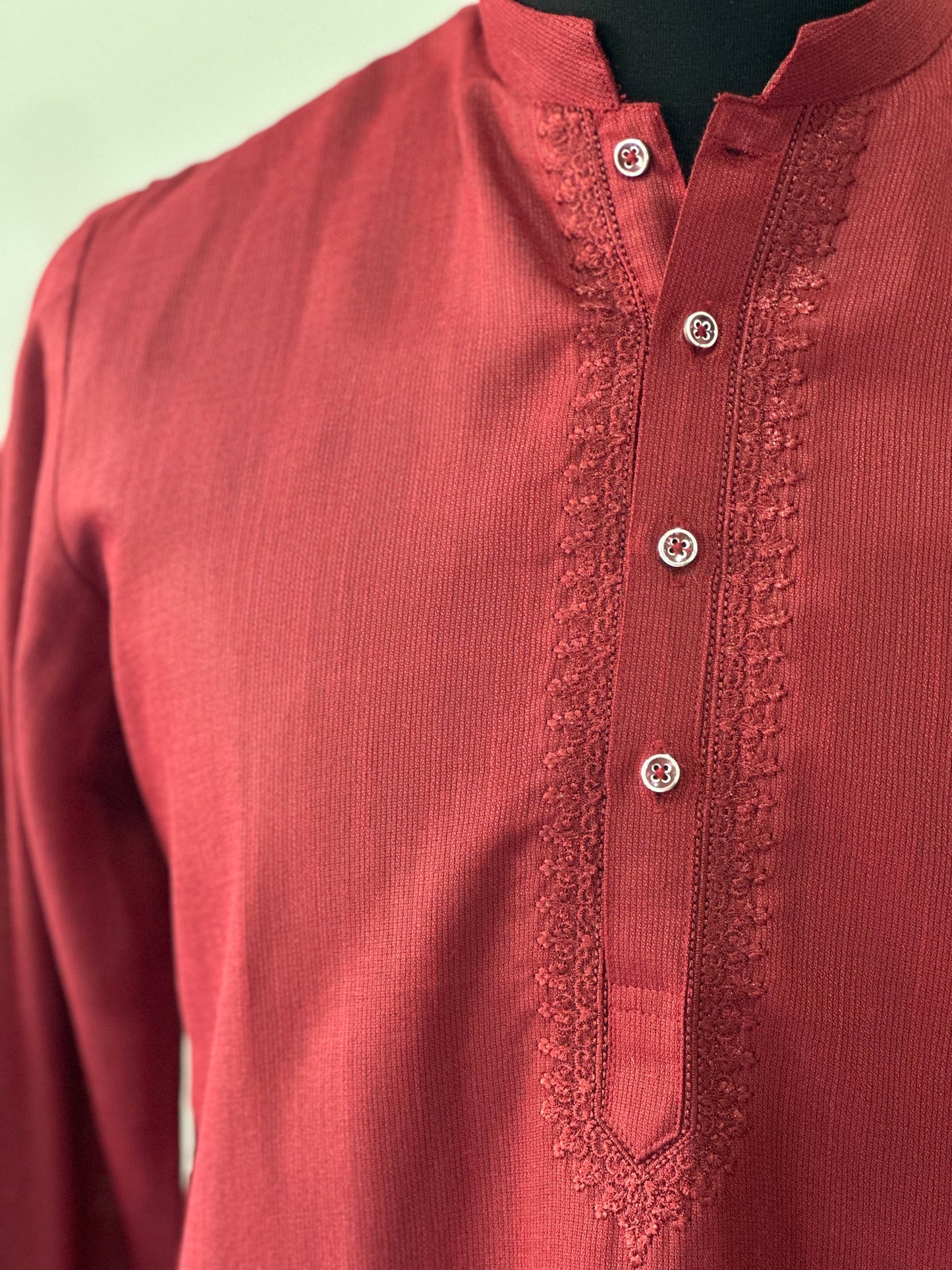 Cotton Mens Long Kurta- Maroon