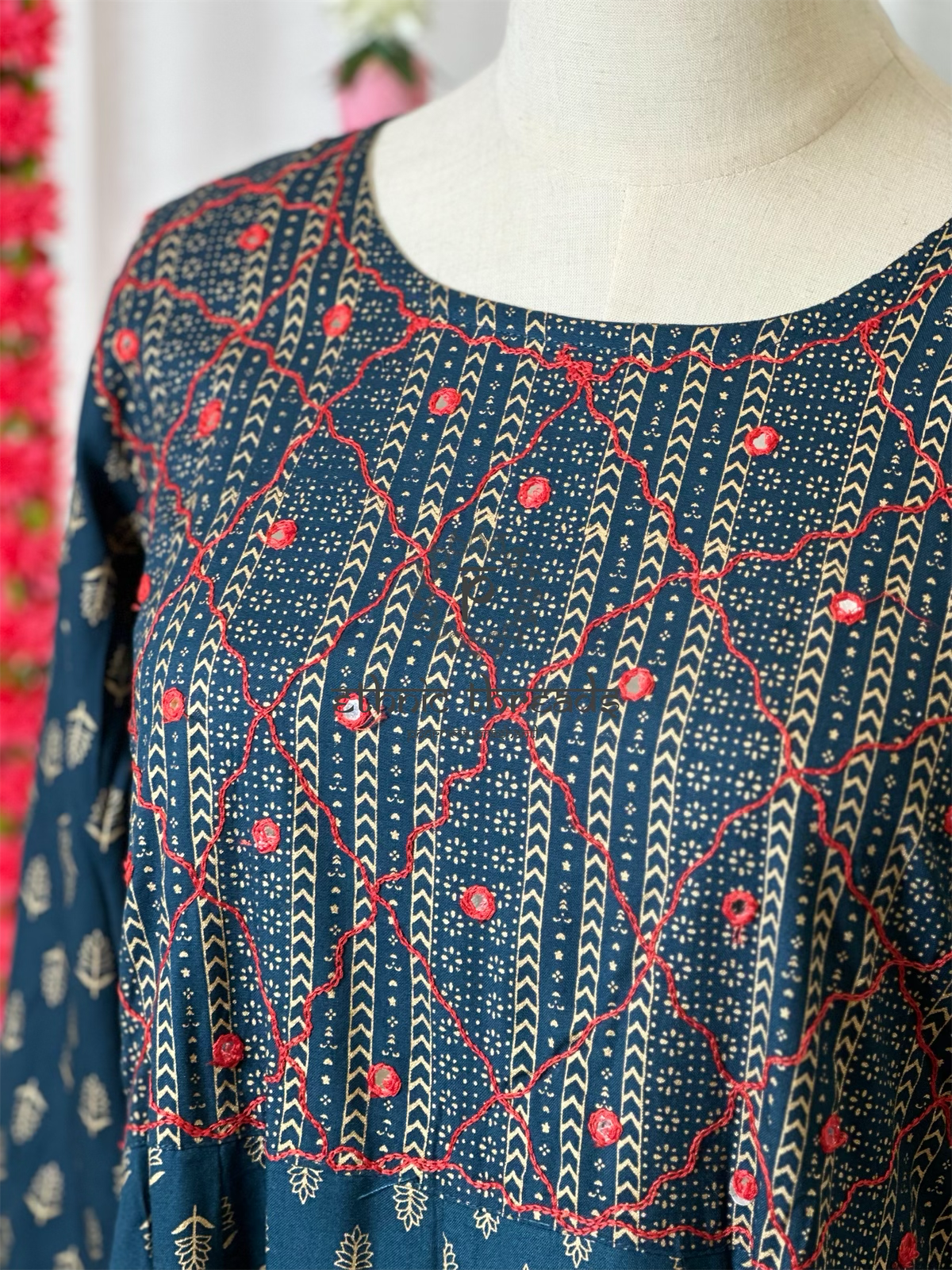 Dark Blue Cotton Anarkali Style Kurti