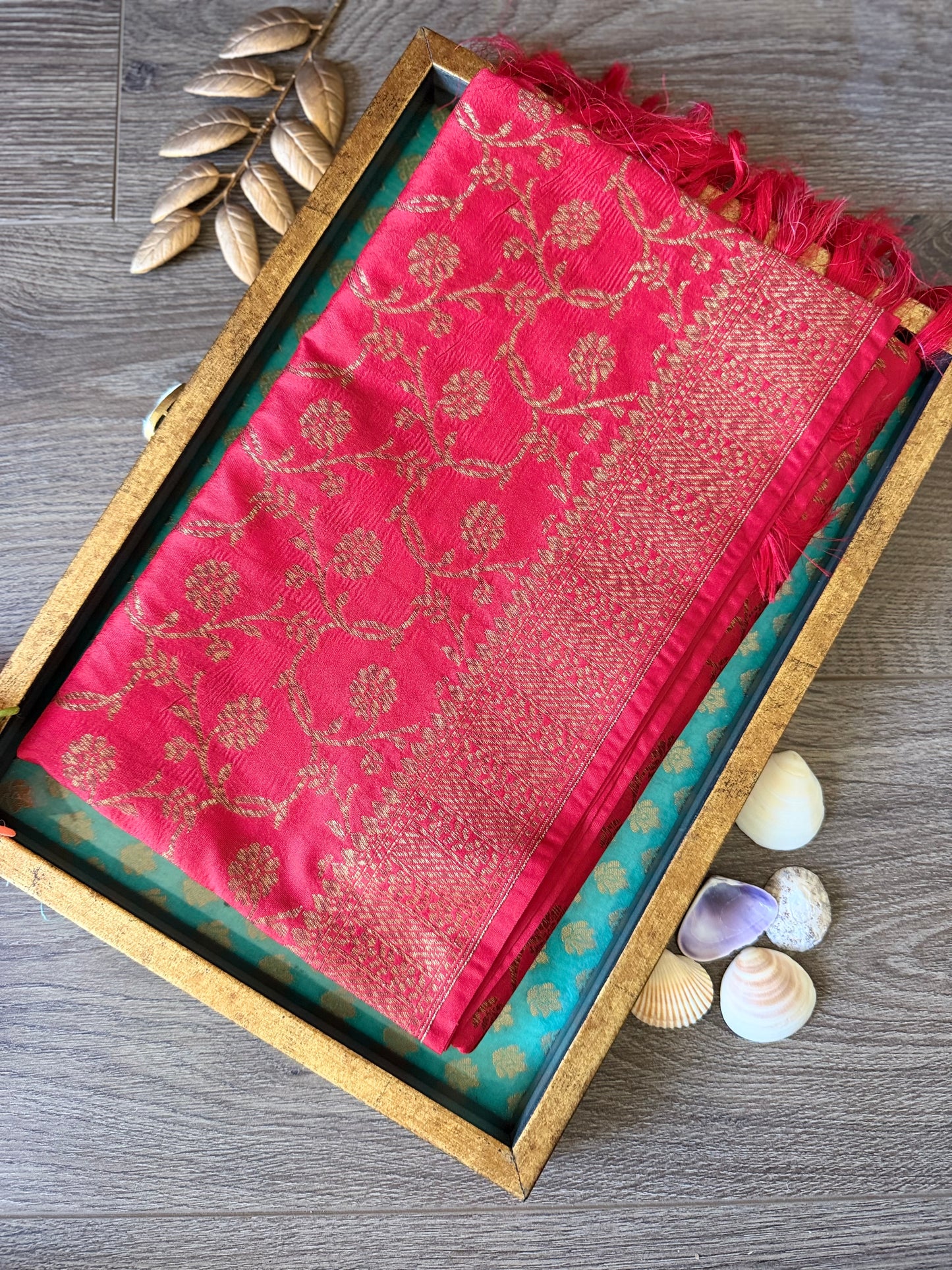 Semi Banarasi Dupatta - Red