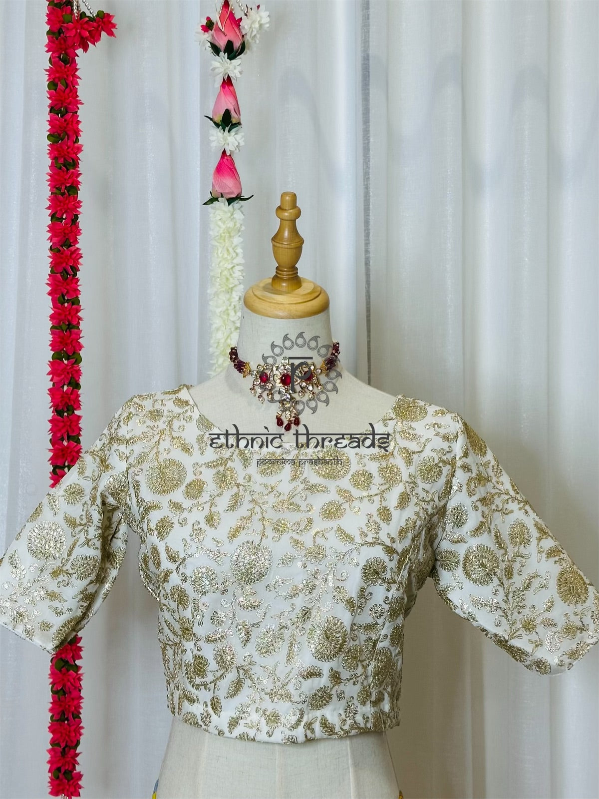 Zari Work Blouses - White