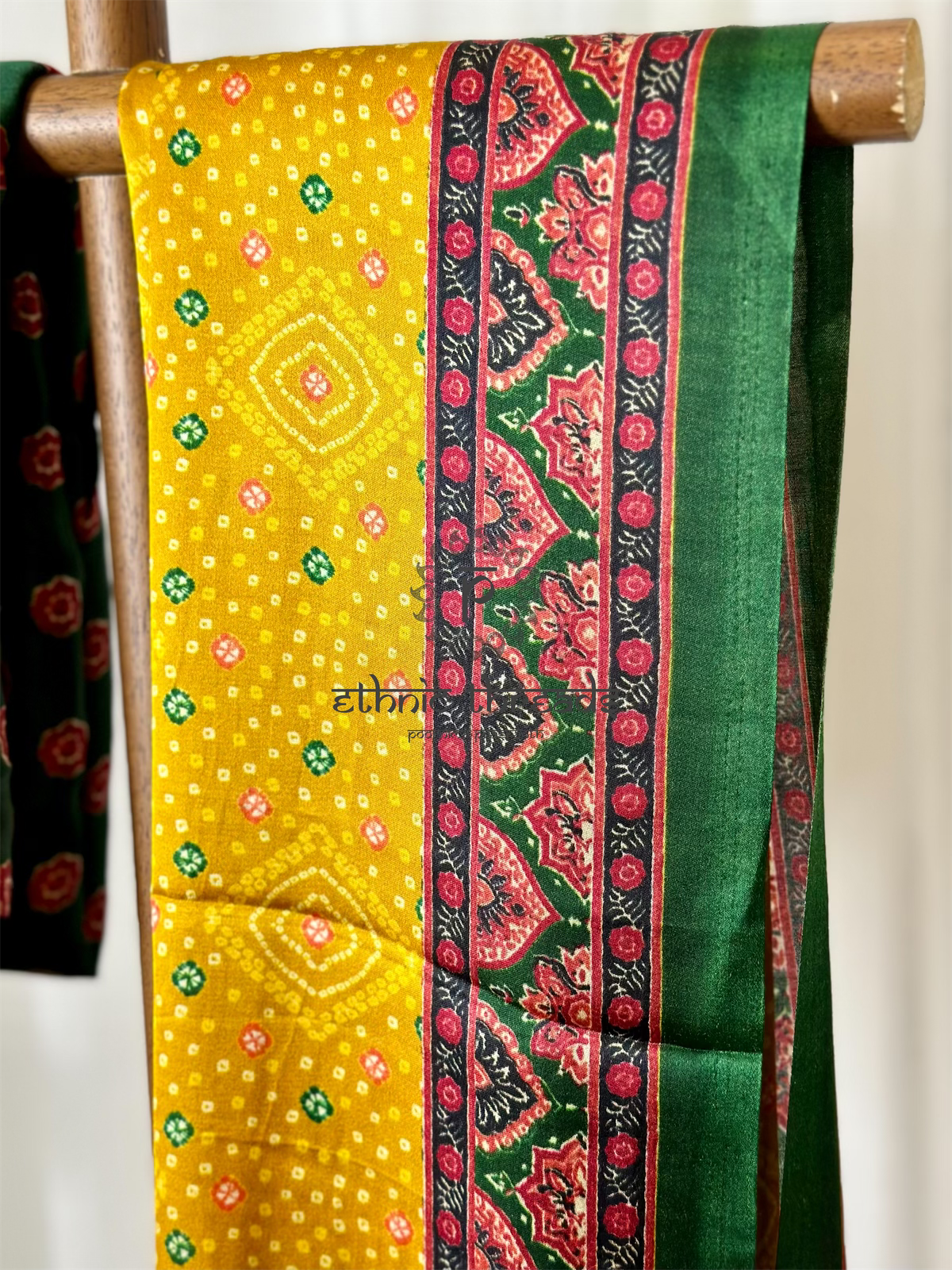 Gajji Silk Saree with Contrast Blouse