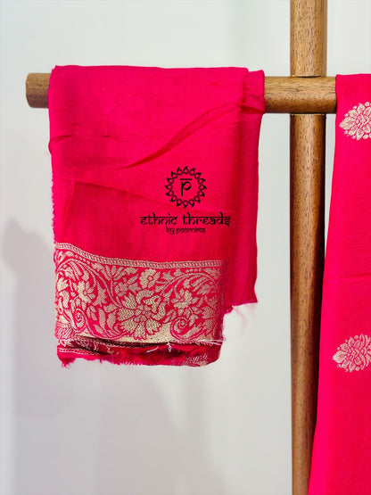Banarasi Semi Silk Sarees with Antique Zari Border