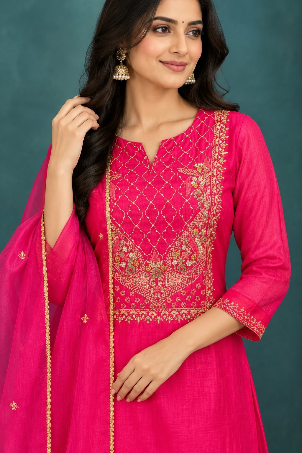Pink Embroidered Salwar Set