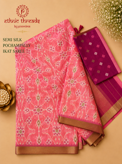 Semi Ikat Pochampally Saree