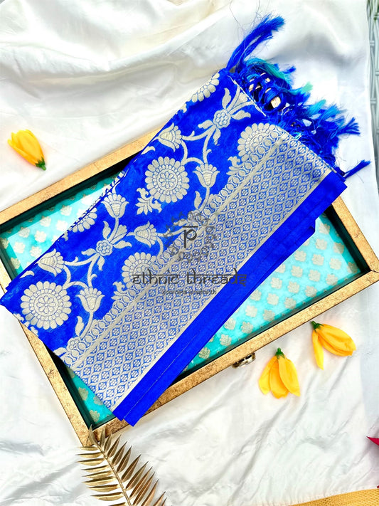 Semi Banarasi Dupatta - Blue