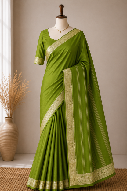 Semi Mysore Silk Saree with Rich Zari Border