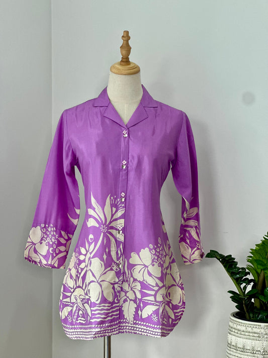 Lavender Shirt Style Short Kurti / Top