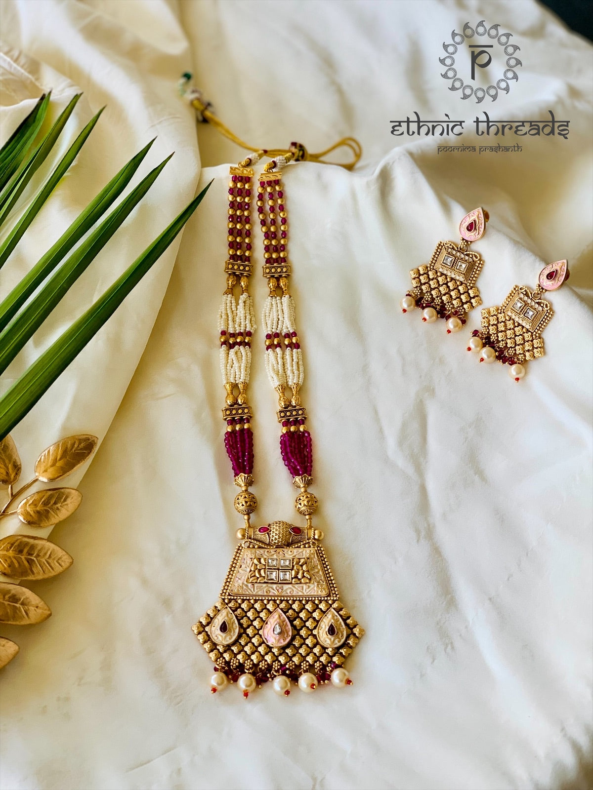 Temple Long Necklace Meenakari set