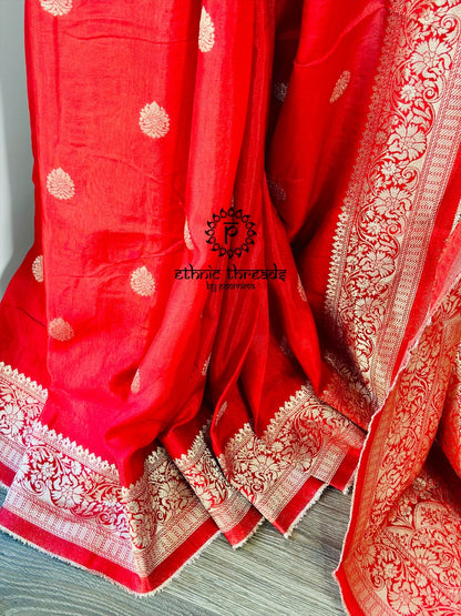 Banarasi Semi Silk Sarees with Antique Zari Border