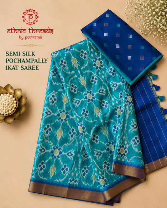 Semi Ikat Pochampally Saree
