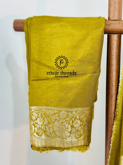 Banarasi Semi Silk Sarees with Antique Zari Border