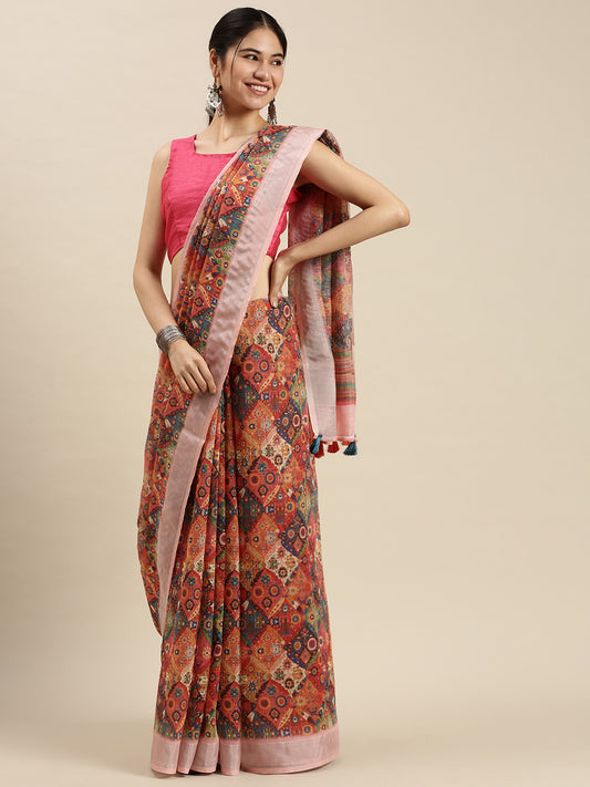 Digital Printed Linen Sarees