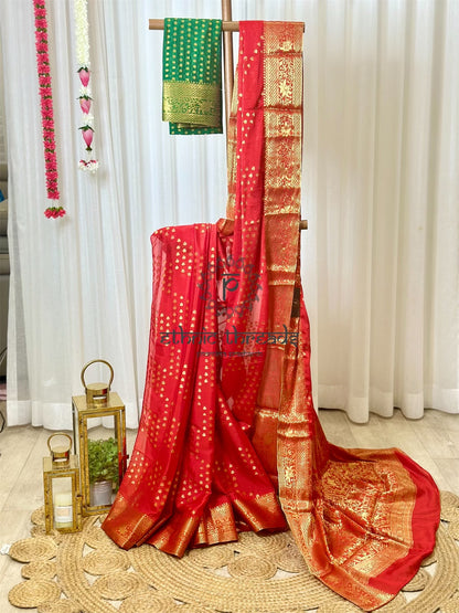 Chiffon Brocade Sarees with Zari Border