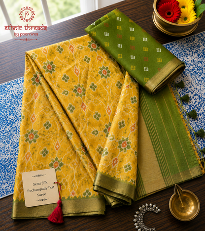 Semi Ikat Pochampally Saree