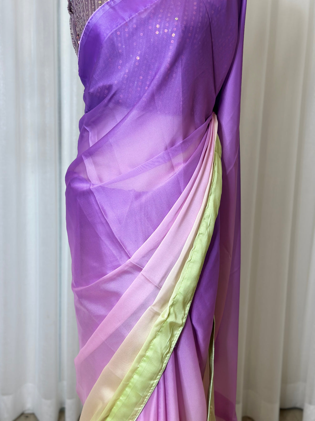 Ombré Shaded Chiffon Saree and Designer Blouse