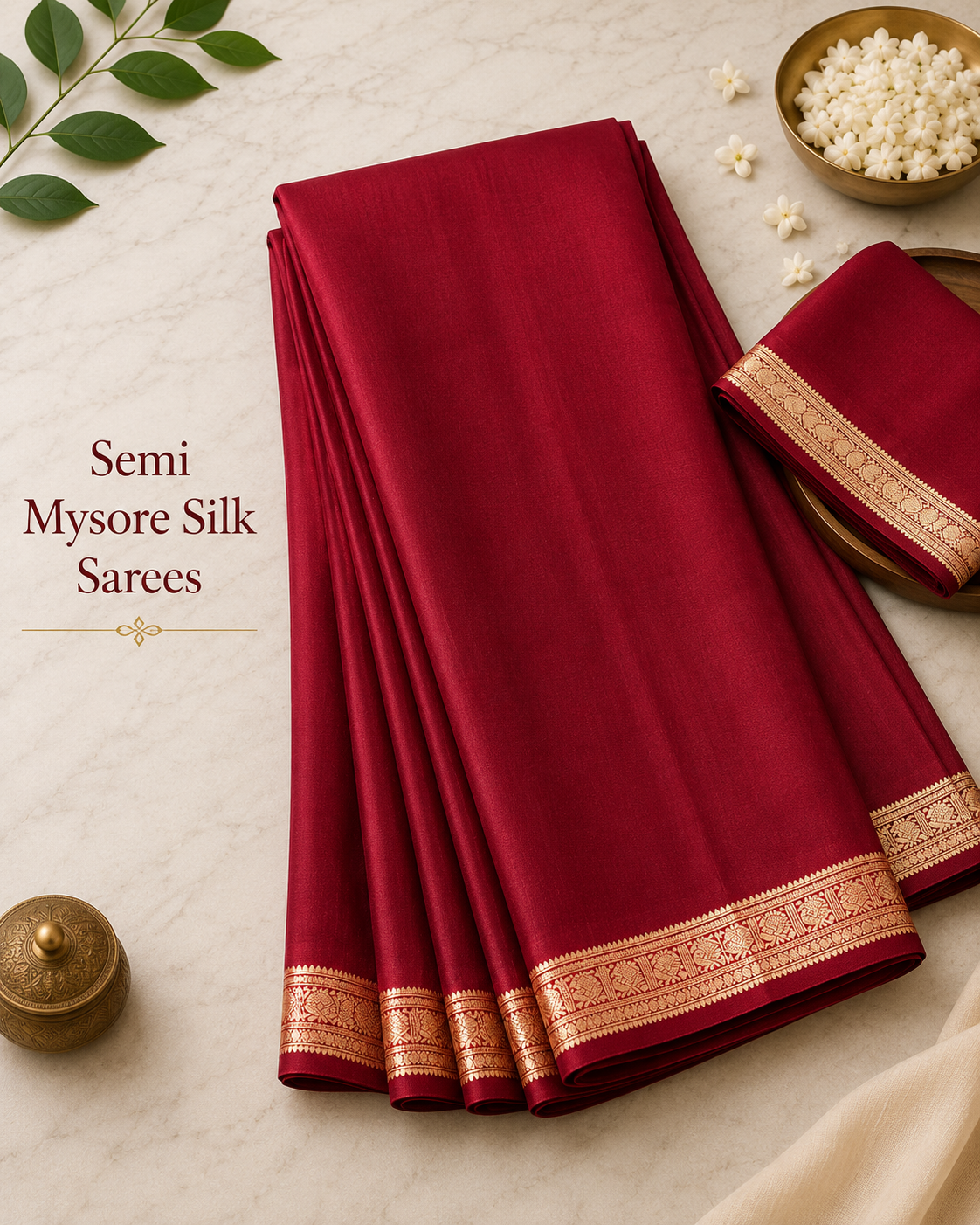 Semi Mysore Silk Saree with Rich Zari Border