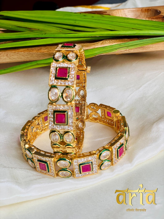 Kundan Polki with AD Kada Bangles