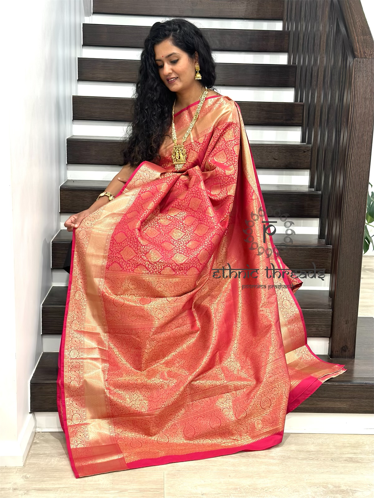 Kanchipuram Semi Silk Saree with Pre stitched Blouse