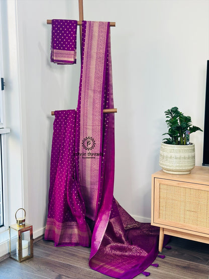 Georgette Banarsi Sarees with Zari Border