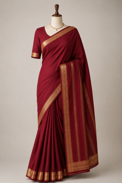 Semi Mysore Silk Saree with Rich Zari Border