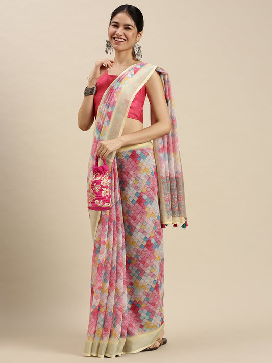 Digital Printed Linen Sarees