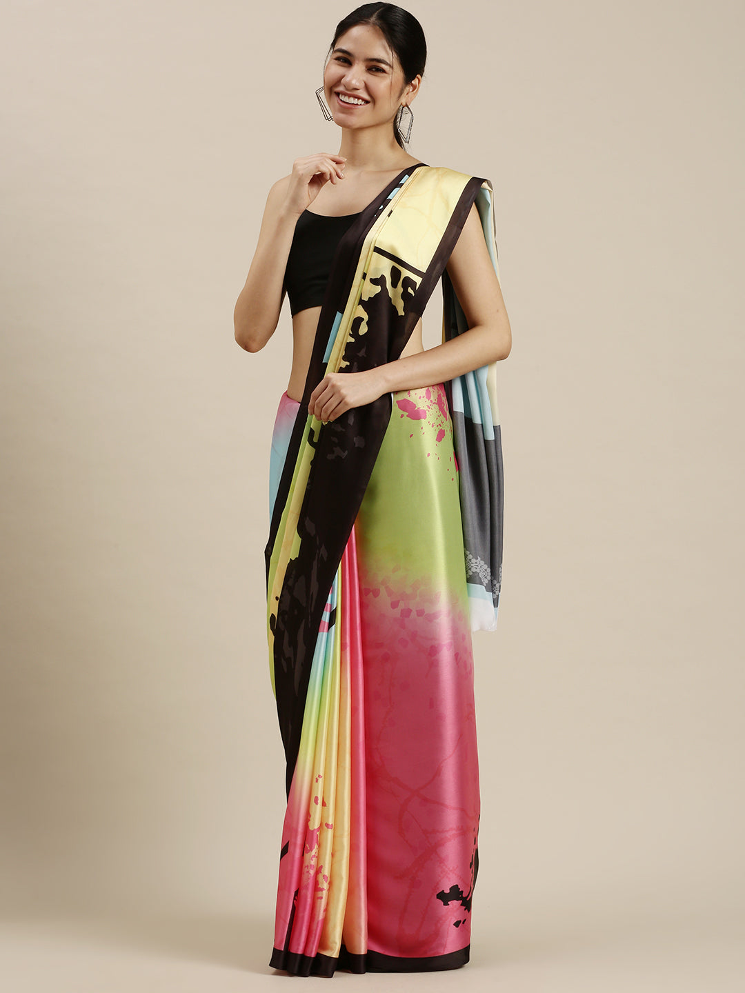 Digital Printed Satin Sarees