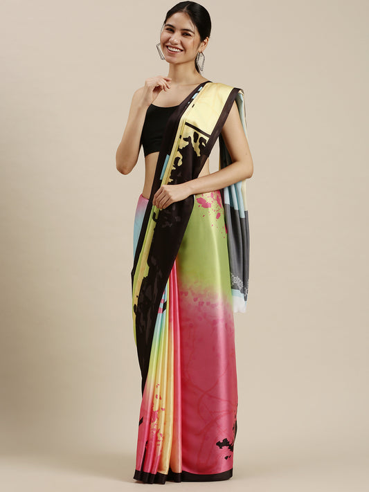 Digital Printed Satin Sarees