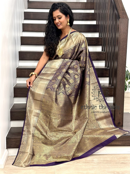 Kanchipuram Semi Silk Saree with Pre stitched Blouse