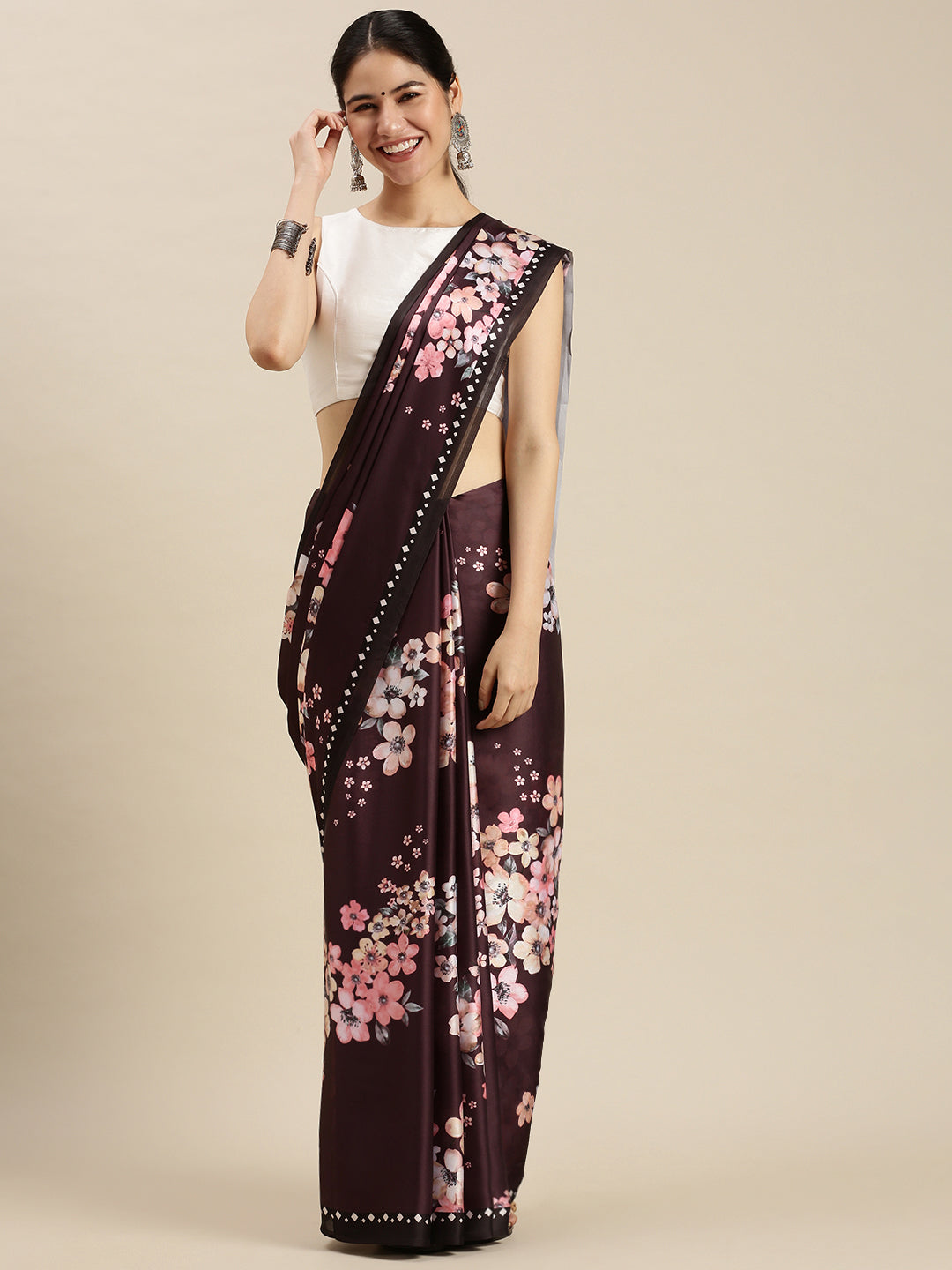 Digital Printed Satin Sarees